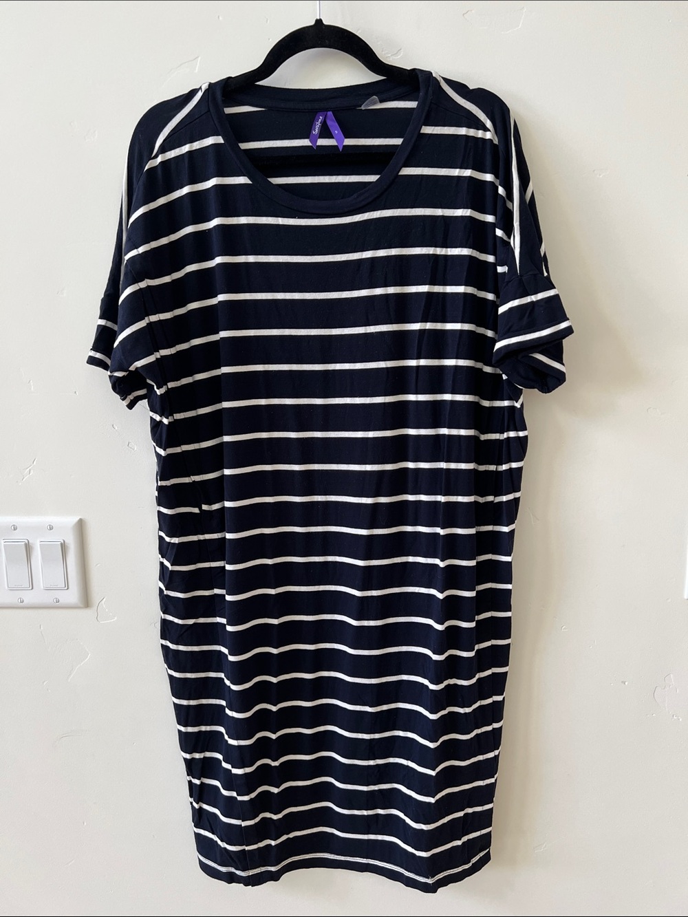 Women's Navy and White Striped maternity/postpartum dress